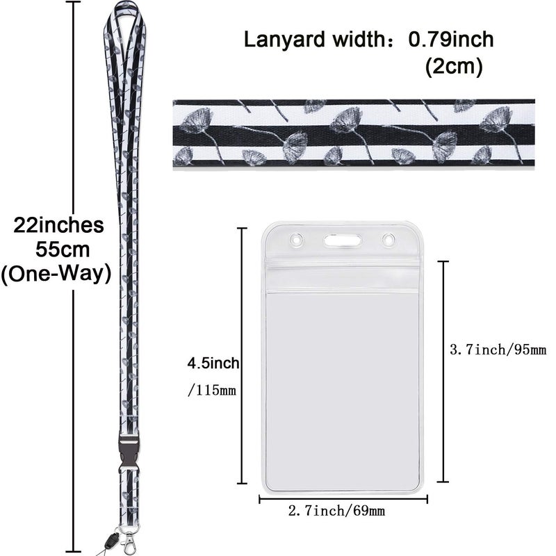 YOUOWO 5 Pack Black&White Cruise Lanyards with Vertical ID Badge Holder for Office Women Men Keys Ship Waterproof ID Card Quick Release Neck Lanyard - Image 3
